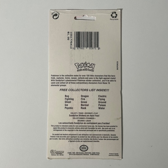 Vintage 90s Sandylion Pokemon Stickers Sealed Package (22M) - Picture 2 of 5